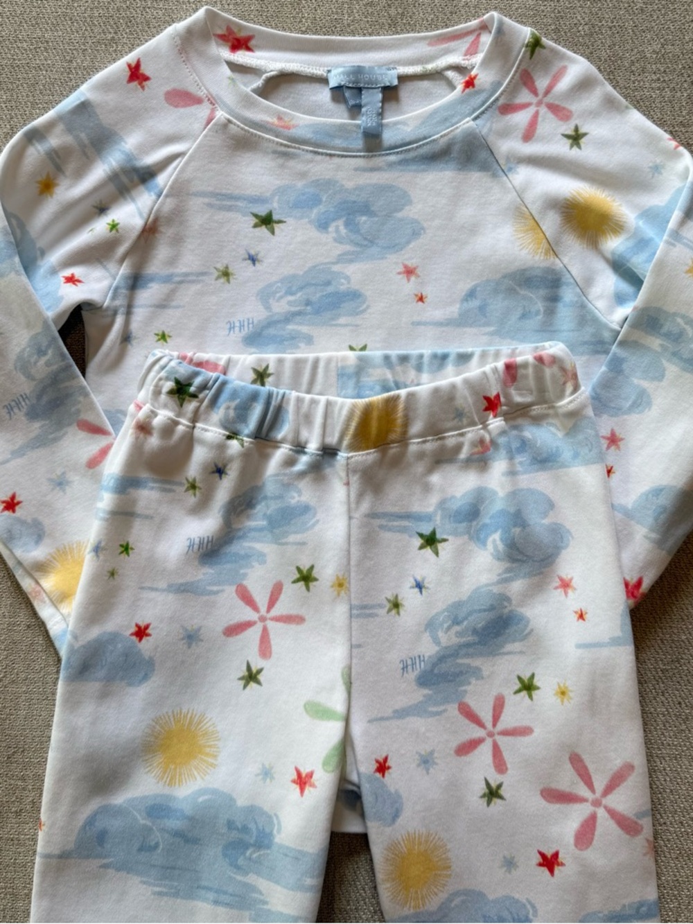 Hill House Home Tiny Pajama Set Size 3-4Y Cloud Print Organic Cotton Girls PJs - Picture 4 of 5